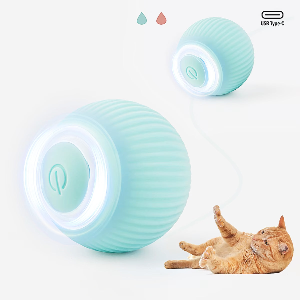 Hubspet Hareketli Kedi Topu | İnteraktif, Şarjlı, Sensörlü, 2 Modllu Kedi Oyun Topu (Mavi-H121)