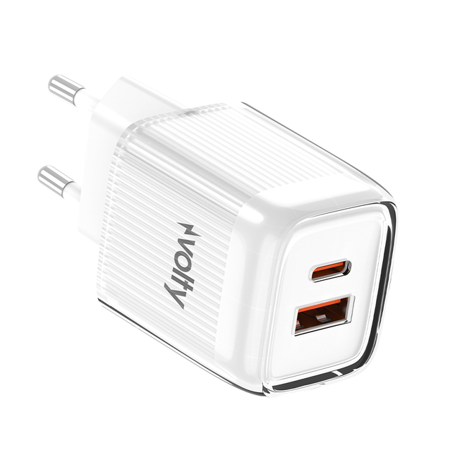 Volty Hızlı Şarj Adaptörü 35W GaN + iPhone Kablo 30W PD | USB-C & USB-A, Tablet & Telefon (Beyaz-V0102017)