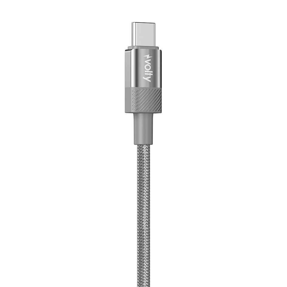 Volty Type-C to Type-C Hızlı Şarj Kablosu | 60W PD, 480 Mbps, 1.2m, Dijital Ekran (Gri-V0201006)