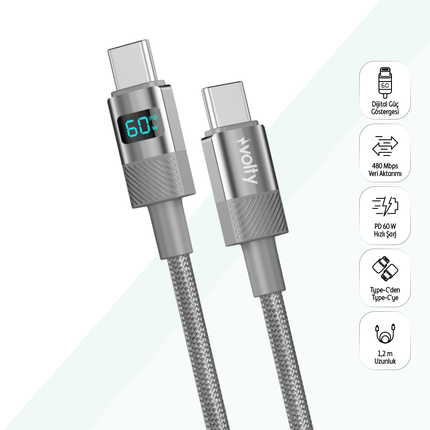 60W 1.2m USB-C Kablo