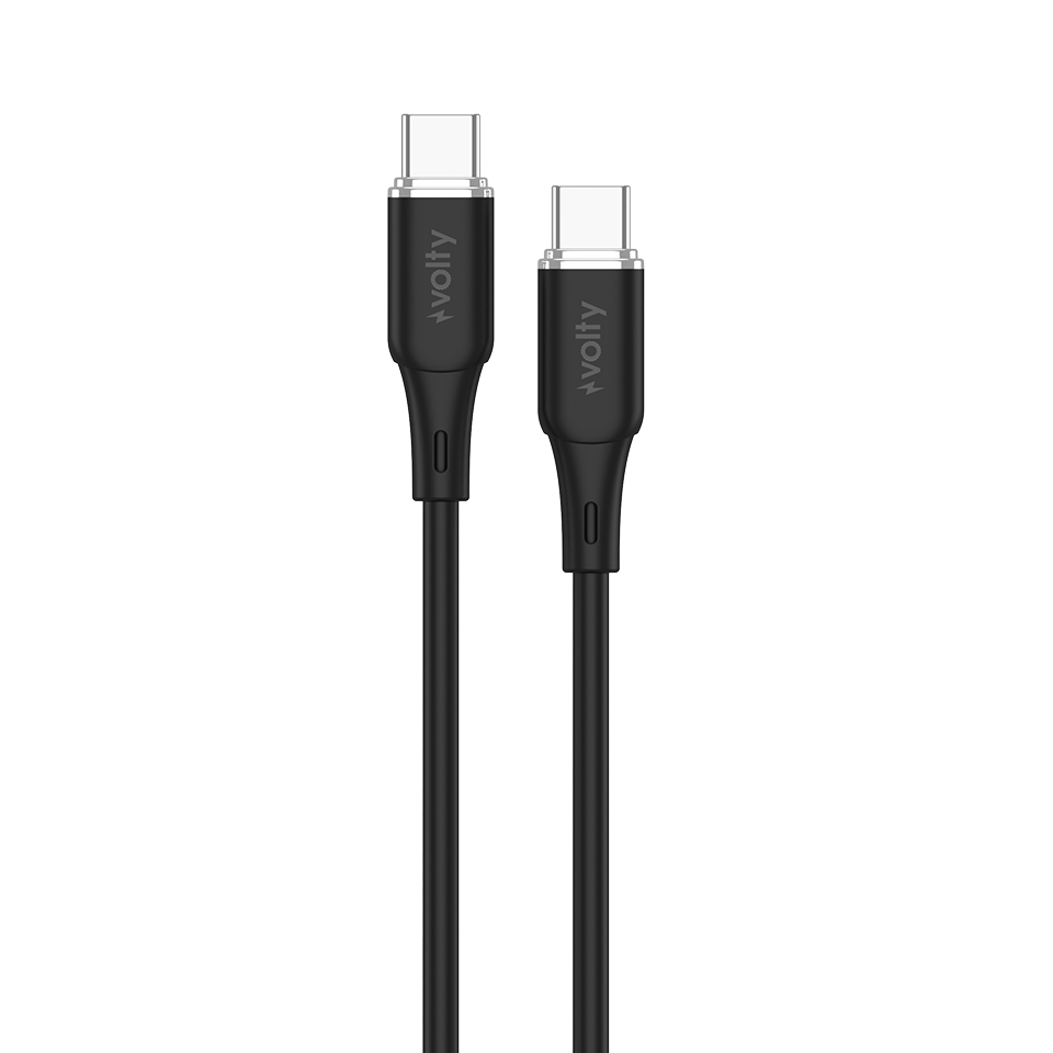 Volty Type-C to Type-C Hızlı Şarj Kablosu | 60W PD, 480Mbps, 1.2m, Laptop & Tablet Uyumlu (Siyah-V0201012)