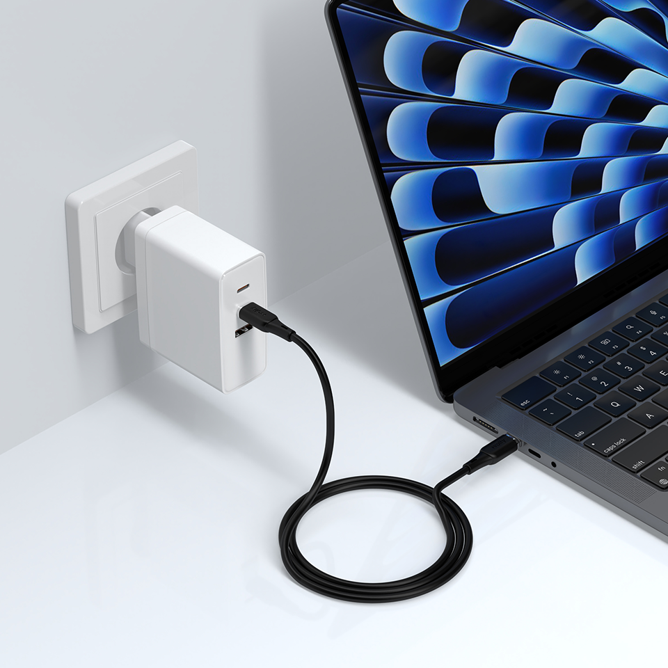 Volty Type-C to Type-C Hızlı Şarj Kablosu | 60W PD, 480Mbps, 1.2m, Laptop & Tablet Uyumlu (Siyah-V0201012)