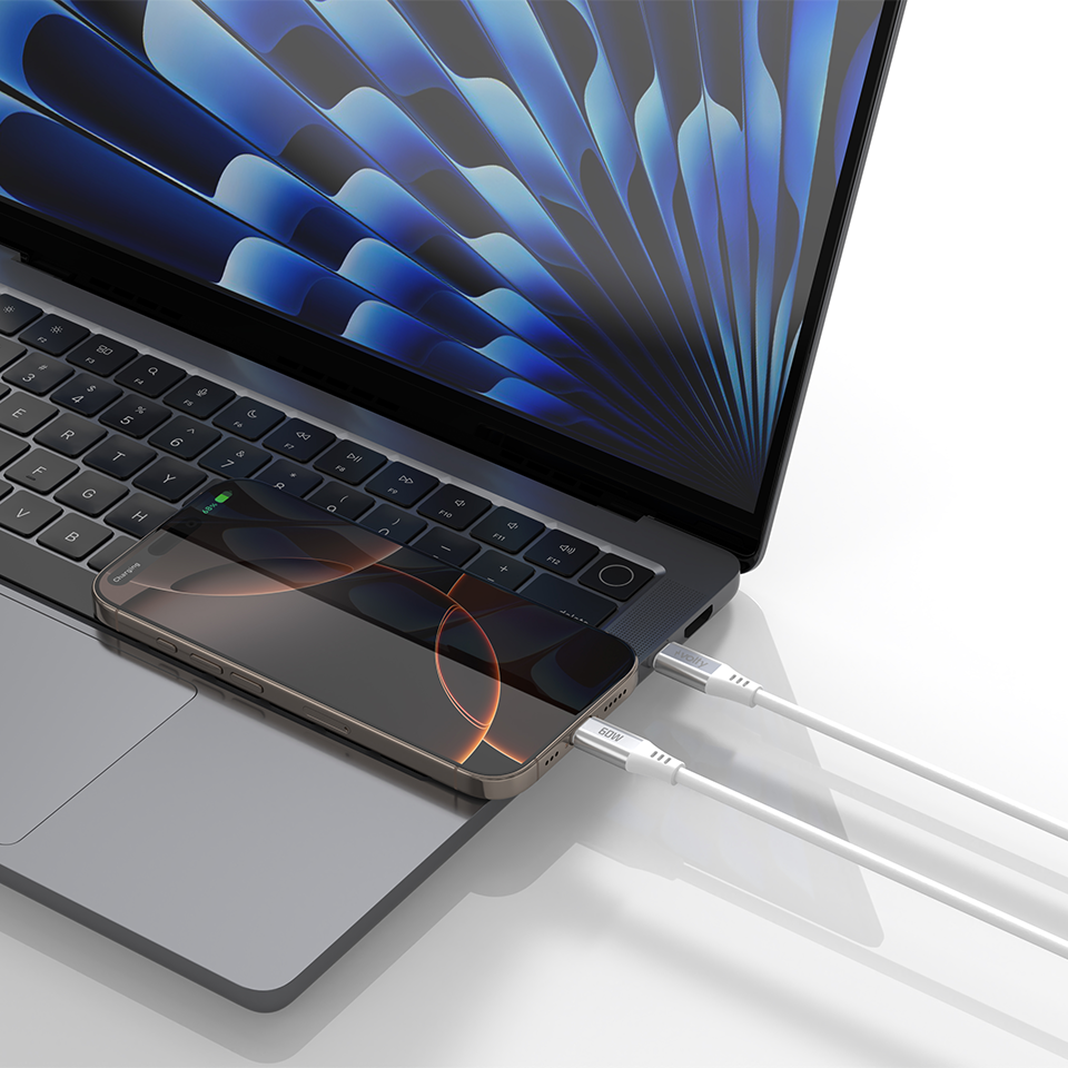 Volty Type-C to Type-C Hızlı Şarj Kablosu | 60W PD, Ultra Esnek Silikon, 480Mbps, 1.2m (Beyaz-V0201015)
