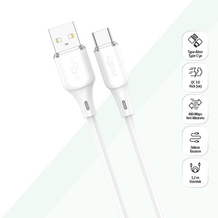 15W 1.2m USB-A to USB-C Kablo