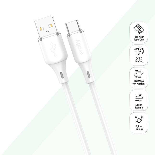 15W 1.2m USB-A to USB-C Kablo