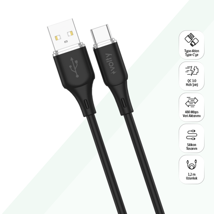 15W 1.2m USB-A to USB-C Kablo