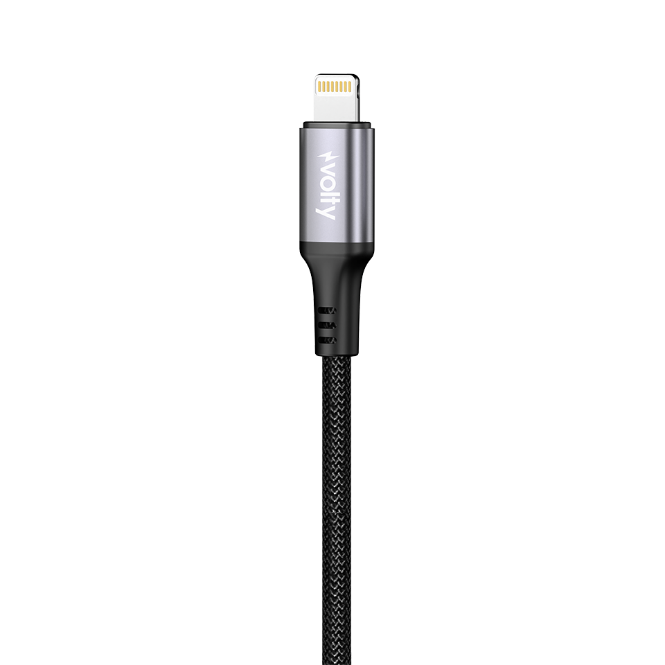 Volty USB-A to Lightning Hızlı Şarj Kablosu | 12W, 480 Mbps, 1.2m, iPhone iPad Uyumlu (Siyah-V0205001)