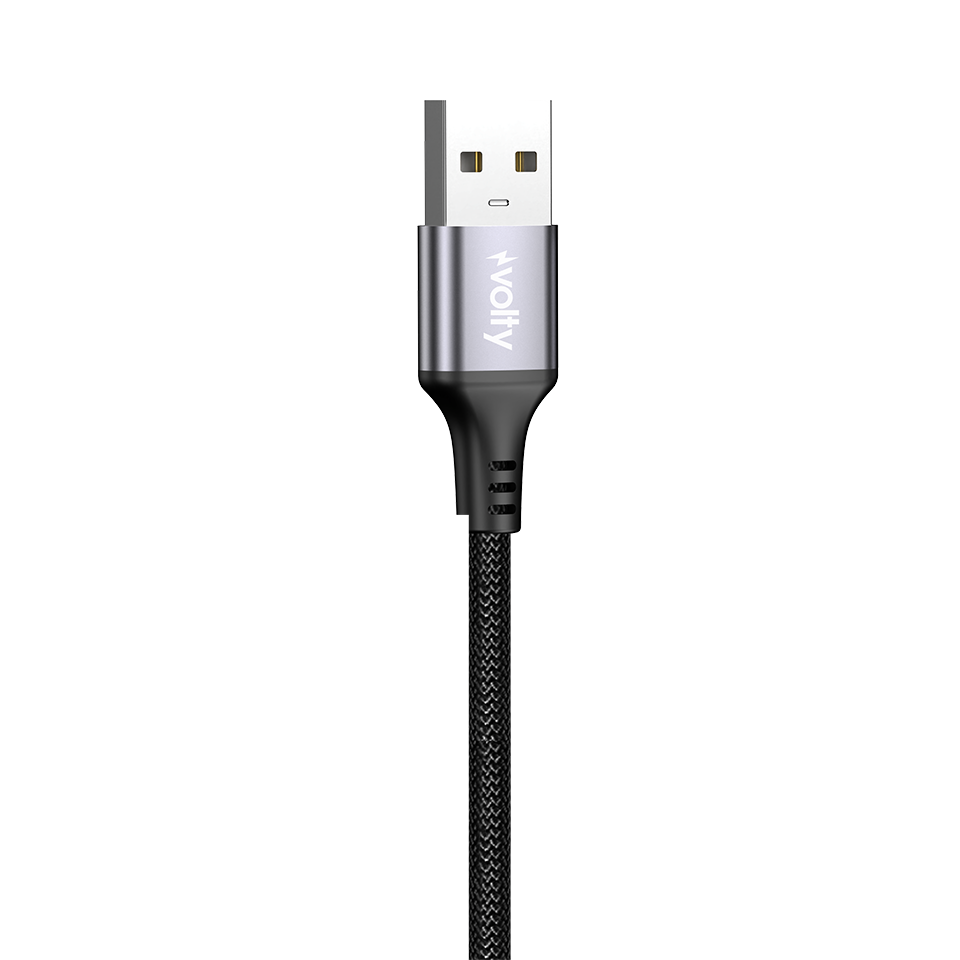 Volty USB-A to Lightning Hızlı Şarj Kablosu | 12W, 480 Mbps, 1.2m, iPhone iPad Uyumlu (Siyah-V0205001)