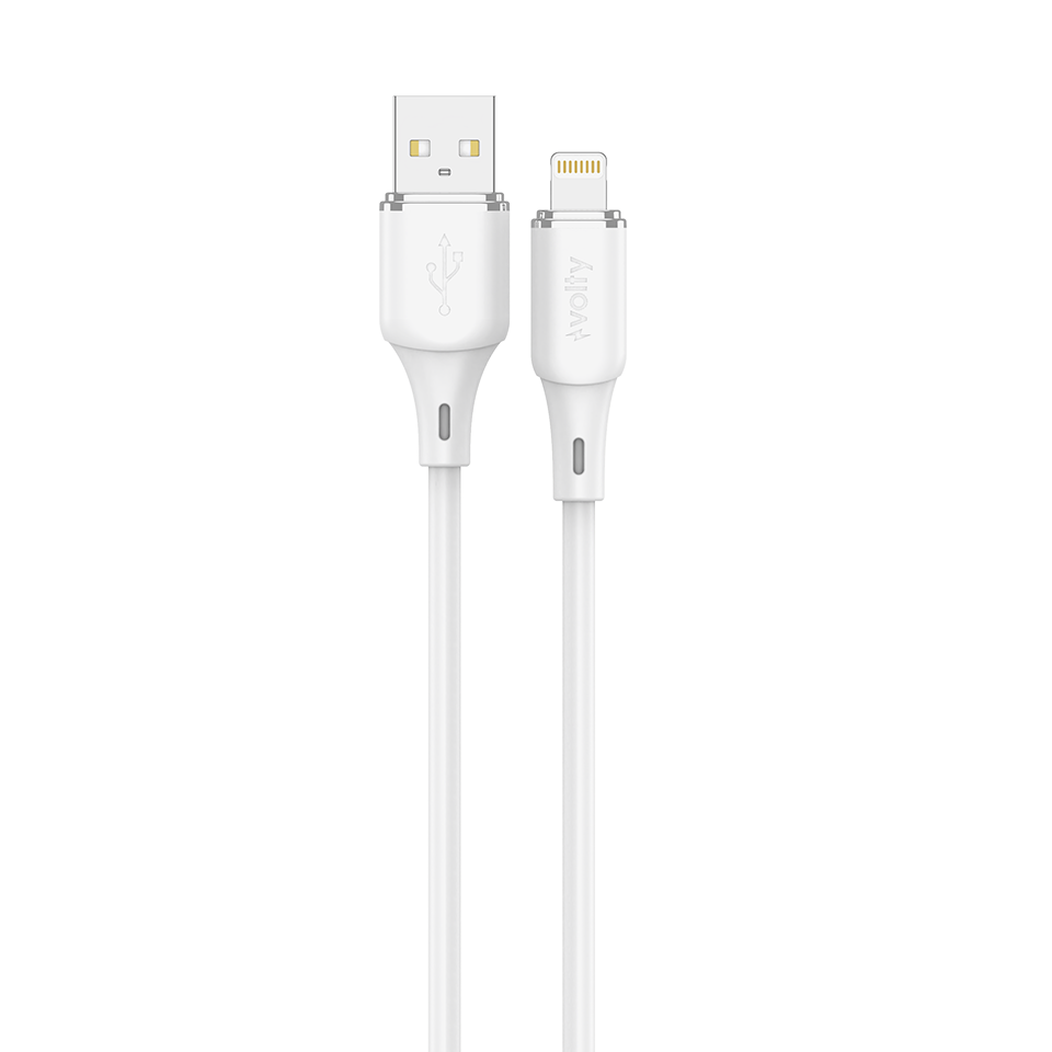Volty USB-A to Lightning Hızlı Şarj Kablosu | 12W 2.4A, 480Mbps, 1.2m, iPhone, iPad Uyumlu (Beyaz-V205002)