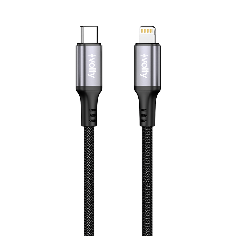 Volty USB-C to Lightning iPhone Şarj Kablosu | 30W PD Hızlı Şarj, 480Mbps, 1.2m, Örgü (V0207001)