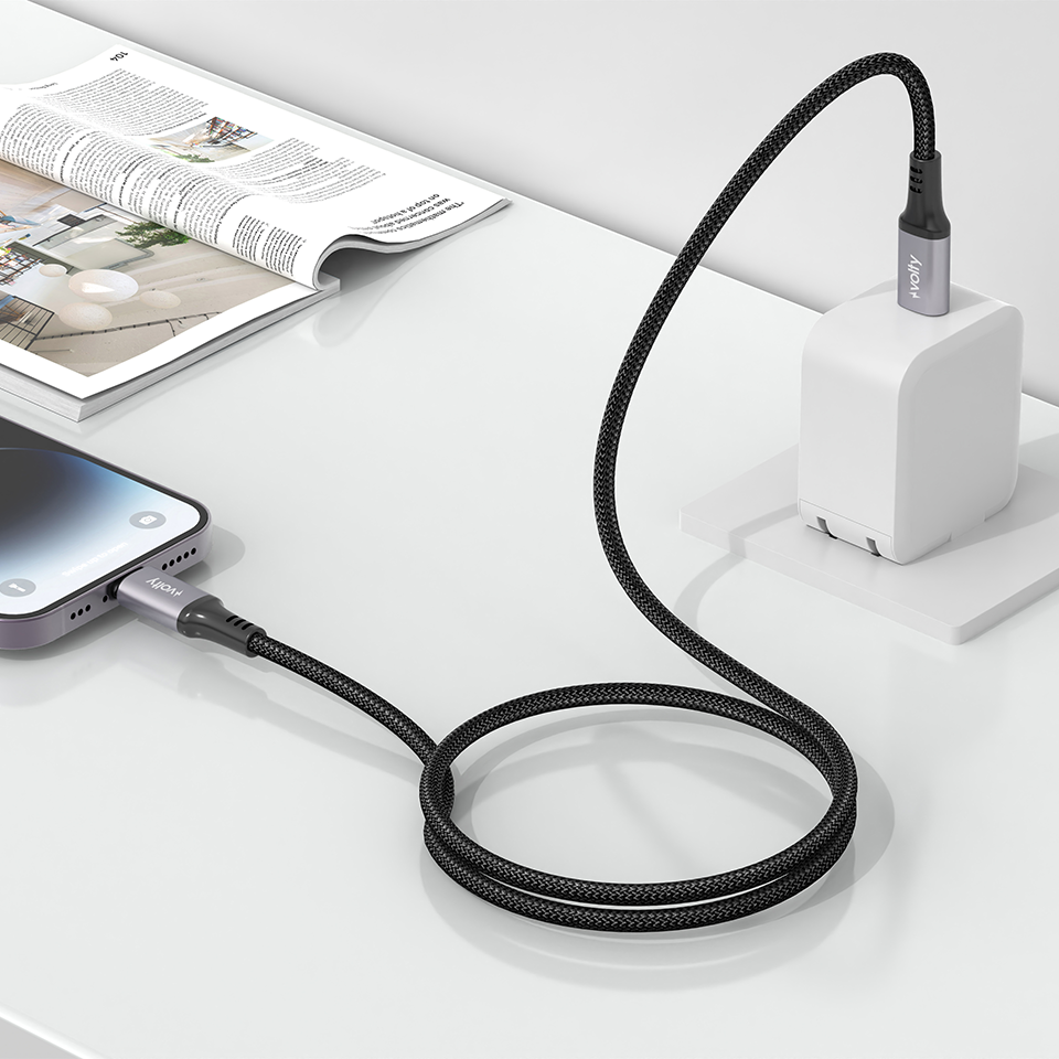 Volty USB-C to Lightning iPhone Şarj Kablosu | 30W PD Hızlı Şarj, 480Mbps, 1.2m, Örgü (V0207001)