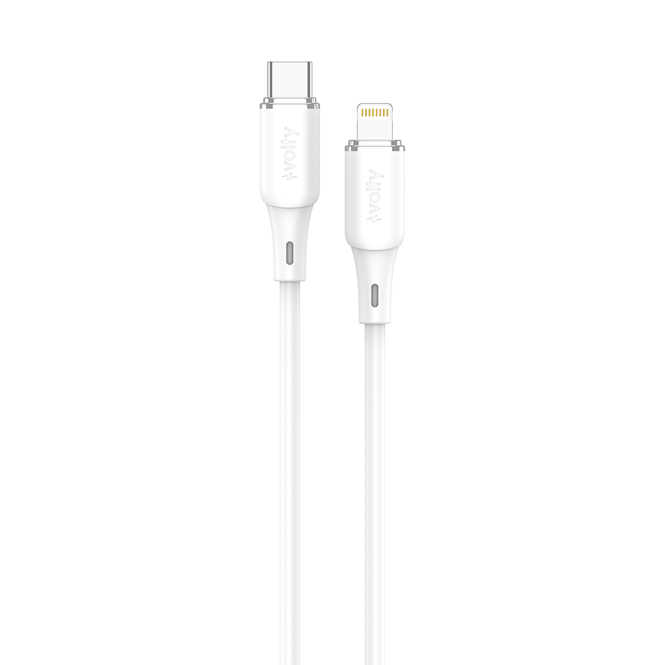 Volty Type-C to Lightning iPhone Şarj Kablosu | 30W PD Hızlı Şarj, 480Mbps, 1.2m (Beyaz-V0207002)
