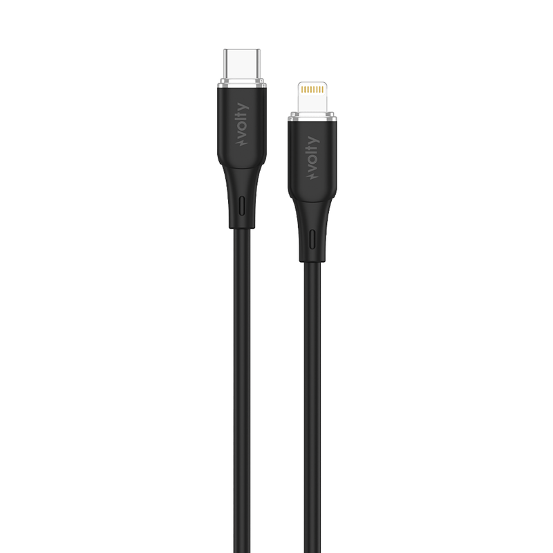 Volty Type-C to Lightning iPhone Şarj Kablosu | 30W PD Hızlı Şarj, 480Mbps, 1.2m (Siyah-V0207003)