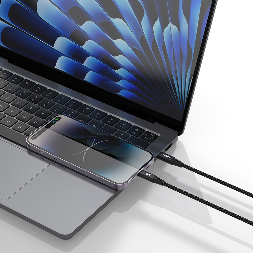 Volty Type-C to Lightning iPhone Şarj Kablosu | 30W PD Hızlı Şarj, 480Mbps, 1.2m, Manyetik Örgü (V0207004)