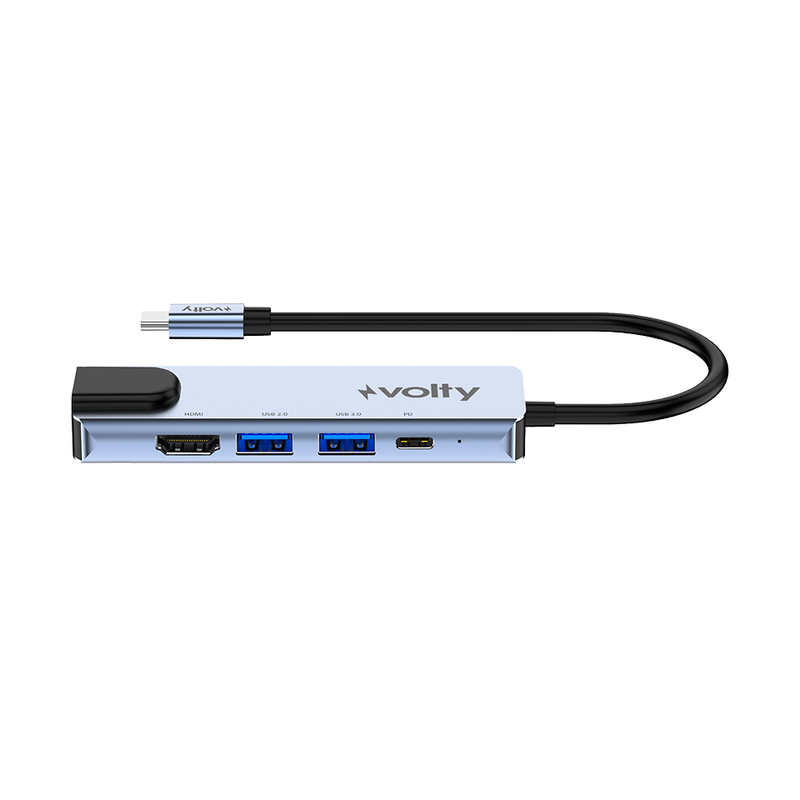 Volty Type-C Çoğaltıcı Hub 5 in 1 | 4K 30Hz HDMI, 100W PD, Ethernet, 2x USB 3.0 (V301002)