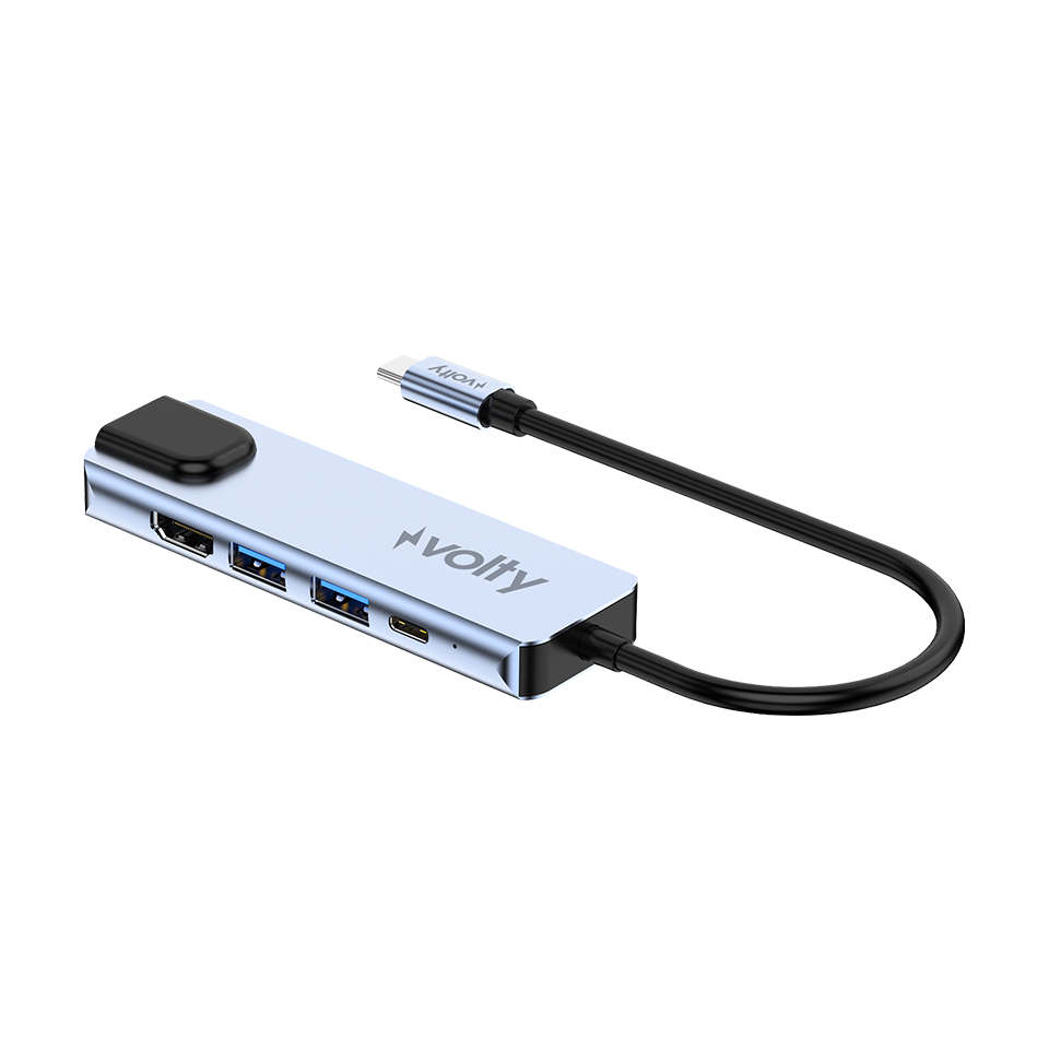 Volty Type-C Çoğaltıcı Hub 5 in 1 | 4K 30Hz HDMI, 100W PD, Ethernet, 2x USB 3.0 (V301002)