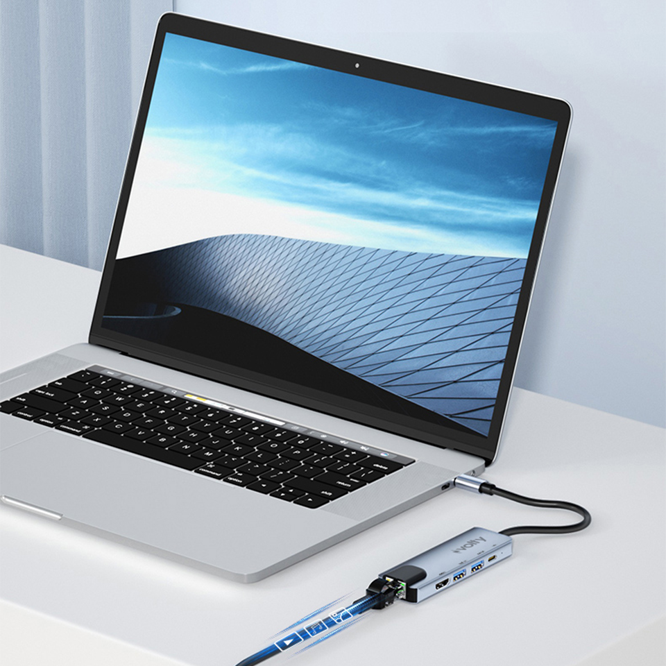 Volty Type-C Çoğaltıcı Hub 5 in 1 | 4K 30Hz HDMI, 100W PD, Ethernet, 2x USB 3.0 (V301002)