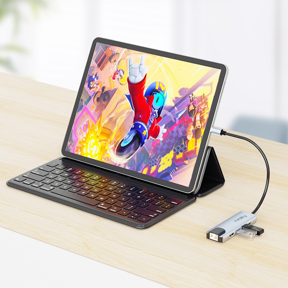 Volty Type-C Çoğaltıcı Hub 5 in 1 | 4K 30Hz HDMI, 100W PD, Ethernet, 2x USB 3.0 (V301002)