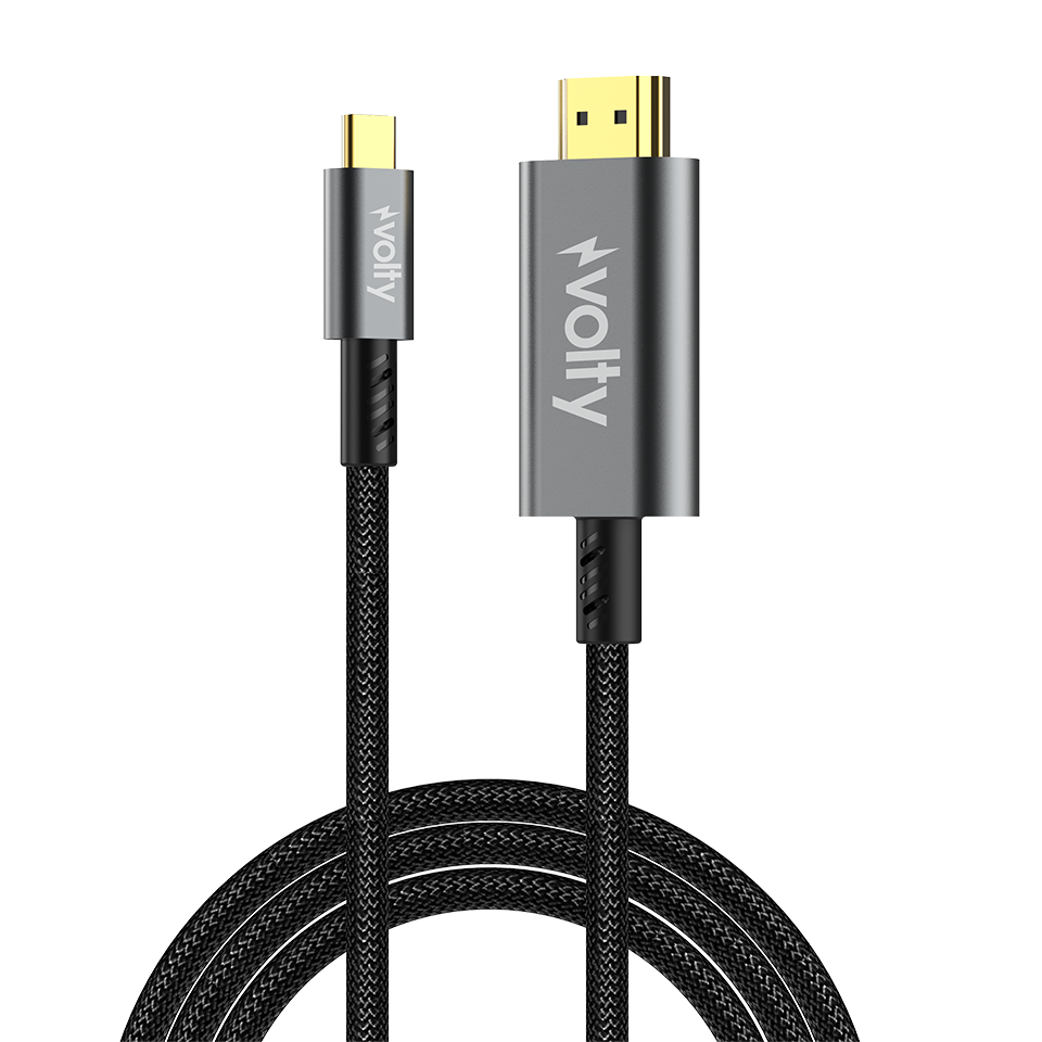 Volty Type-C to HDMI 4K 60Hz Görüntü Aktarıcı | 12Gbps, 1.8m, HDR, Örgü, Altın Uçlu (V0302003)
