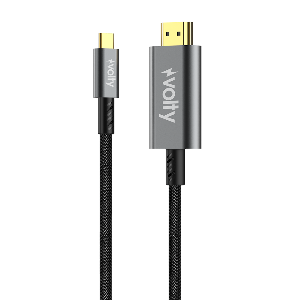 Volty Type-C to HDMI 4K 60Hz Görüntü Aktarıcı | 12Gbps, 1.8m, HDR, Örgü, Altın Uçlu (V0302003)