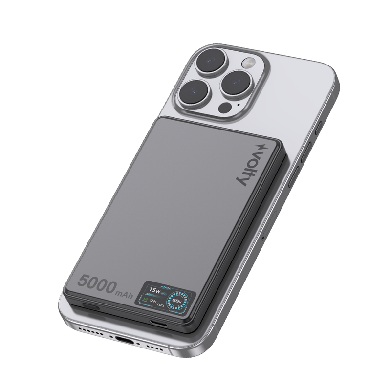 Volty MagSafe Powerbank 5000 mAh | 15W Kablosuz, 20W PD Hızlı Şarj, Dijital Ekran, 115g (V0601001)