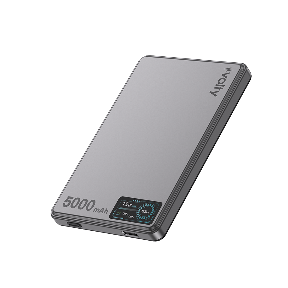 Volty MagSafe Powerbank 5000 mAh | 15W Kablosuz, 20W PD Hızlı Şarj, Dijital Ekran, 115g (V0601001)