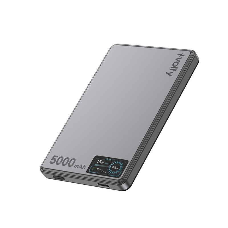 Volty MagSafe Powerbank 5000 mAh | 15W Kablosuz, 20W PD Hızlı Şarj, Dijital Ekran, 115g (V0601001)