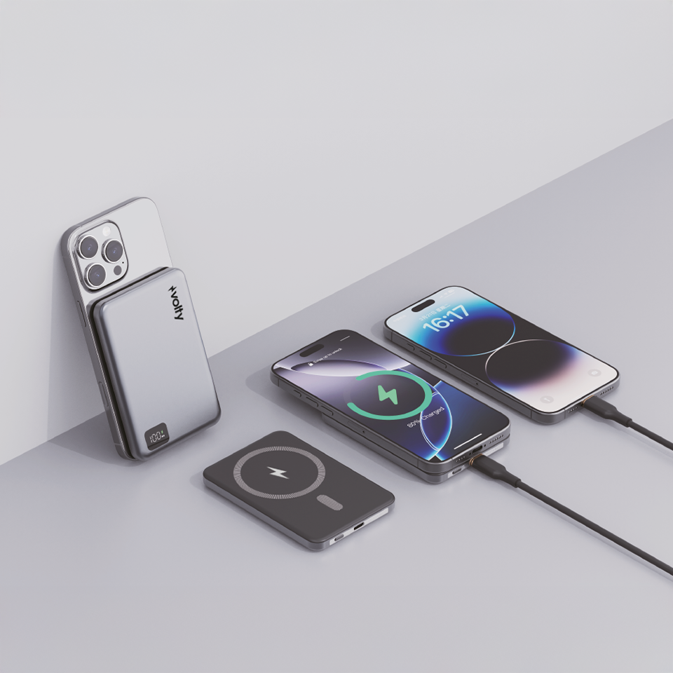 Volty MagSafe Powerbank 5000 mAh | 15W Kablosuz, 20W PD Hızlı Şarj, Dijital Ekran, 108g (V0601003)